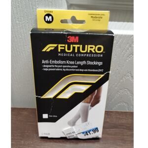 NEW Futuro by 3M Unisex Size Medium White Anti-Embolism Knee Length Stockings